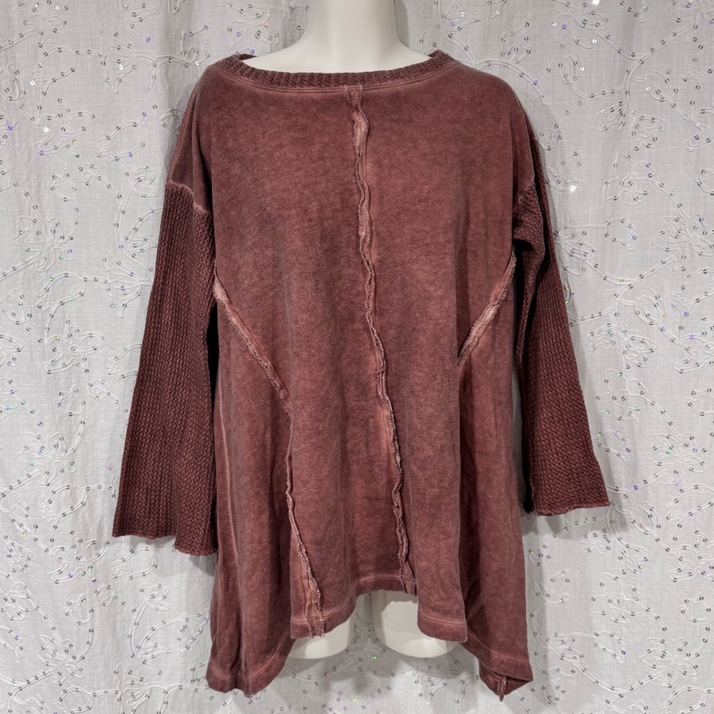 M. Rena Made in USA Oversized Mauve Long Sleeve Tunic/shirt Size S/M